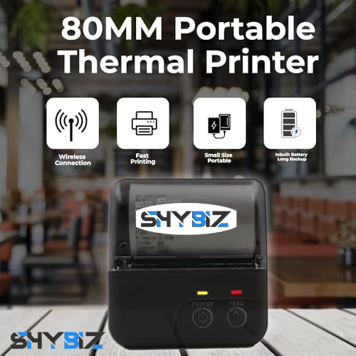 ShyBiz 80mm Mini Portable Inkless Thermal Printer